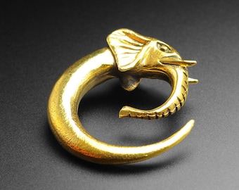 Brass Elephant Head Spiral | Brass Ear Stretcher Gauges | Sizes 6mm (2g) - 8mm (0g) | ***No USA TARIFFS!***
