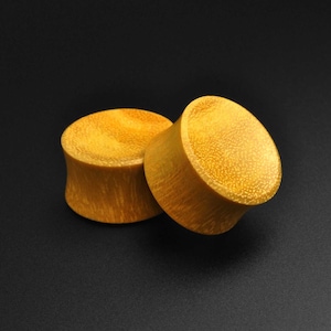 Jackfruit Wood Concave Double Flare Organic Wood Plug | | Wooden Ear Gauges | Sizes 6mm (2g) - 30mm (1 3/16&quot;) | ***No USA TARIFFS!***