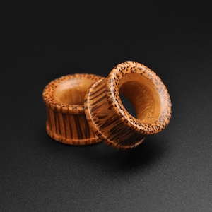 Coconut Wood Double Flare Tunnel With Tewel Wood Inlay | Wooden Ear Gauges | Sizes 10mm (00g) - 20mm (13/16&quot;) | FREE Worldwide Delivery!
