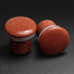 Plugue convexo de pedra de arenito dourado com alargamento único | Alargadores de orelha de pedra orgânica | Tamanhos de 3 mm (8 g) a 16 mm (5/8&quot;) | ***Sem tarifas dos EUA!***