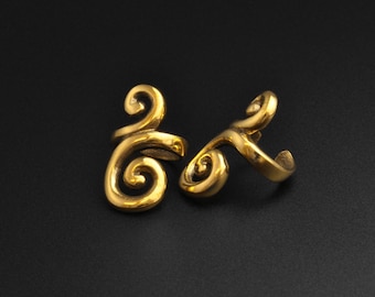 Tribal Spiral Brass Ear Cuff | Brass Jewellery | Italian Brass Jewellery | Brass Body Jewellery For Ears | ***No USA TARIFFS!***