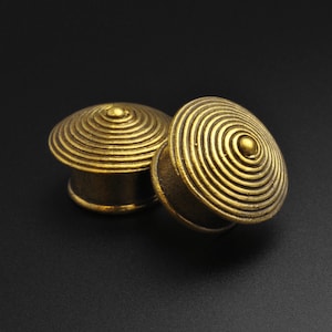 Brass Spiral Cone Double Flare Plug | Brass Ear Stretcher Gauges | Sizes 8mm (0g) - 16mm (5/8&quot;) | FREE Delivery Available!