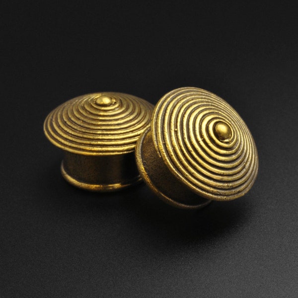 Brass Spiral Cone Double Flare Plug | Brass Ear Stretcher Gauges | Sizes 8mm (0g) - 16mm (5/8") | FREE Delivery Available!