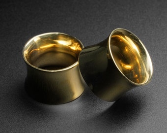Brass Saddle Fit Double Flare Tunnel | Brass Ear Stretcher Gauges | Sizes 8mm (0)g - 25mm (1") | Brass | FREE Delivery Available!