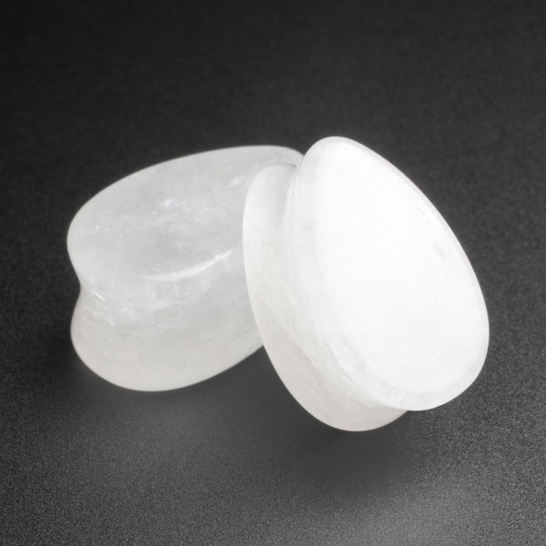 Cloudy Quartz Double Flare Teardrop Plug | Organische stenen oorstretchermaten | Maten: 6 mm (2 g) - 25 mm (1") | ***Geen TARIEF IN DE VS!***