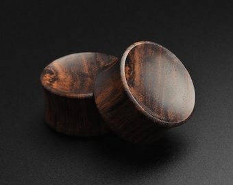 Organic Double Flared Brown Sono Wood Tear Drop Ear Plugs Organic Double Flared Brown Sono Wood Tear Drop Ear Plugs