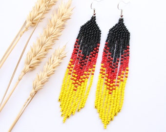 Seed bead earrings,multicolor chandelier earrings,elegant women earrings,classic style earrings,native american earrings,gift for mom