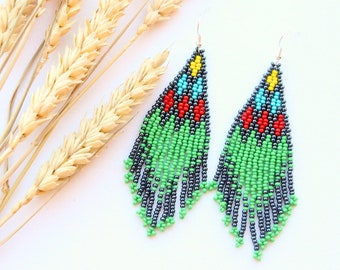 Boho earrings for women dangle jewelry gift for friend beaded birthday colorful earrings etsy handmade