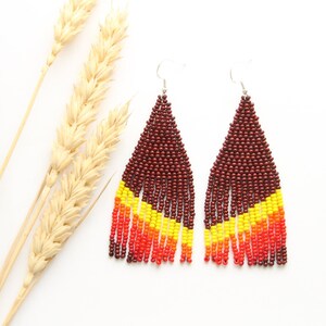 Beaded Chandelier Earrings: Retro Style Colorful Fringe, 925 Silver Hooks