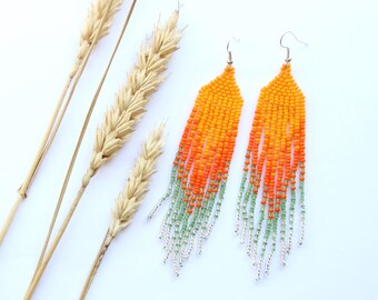 Handgemachte Perlen Ohrringe, Boho Chic Sommer Ohrringe, Bunter Perlenschmuck