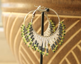 Beaded hoop earrings women seed bead jewelry cute everyday earrings cool gift for her