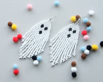 Gruselige Geist Ohrringe, Gruselige Ohrringe, Weiße Ohrringe, Halloween Geschenk für Sie