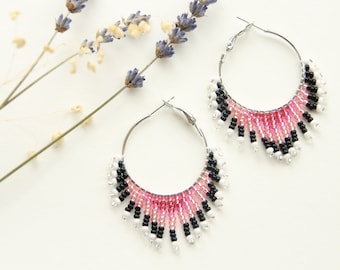 Beaded hoop earrings women seed bead jewelry cute everyday earrings cool gift for her