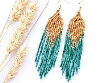 Pendientes de cuentas de semillas verdes joyería boho hecha a mano elegante accesorio de mujer hermoso regalo para sus pendientes de araña de temporada