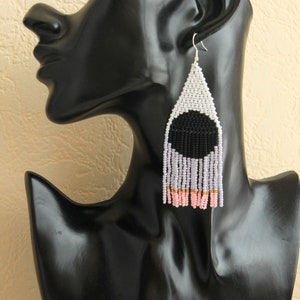 Handmade seed bead earrings festival jewelry abstract cute earrings trendy chandelier earrings for women gift for Mother day zdjęcie 3