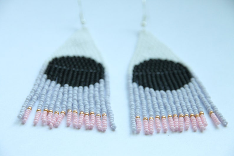 Handmade seed bead earrings festival jewelry abstract cute earrings trendy chandelier earrings for women gift for Mother day zdjęcie 6