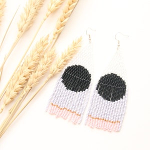 Handmade seed bead earrings festival jewelry abstract cute earrings trendy chandelier earrings for women gift for Mother day zdjęcie 1