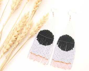 Handmade seed bead earrings festival jewelry abstract cute earrings trendy chandelier earrings for women gift for Mother day