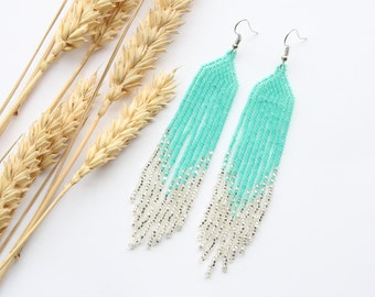 Hermosos pendientes de borla boho joyería hecha a mano para mujeres pendientes turquesas regalo de joyería de fiesta para hermana pendientes frescos para ella