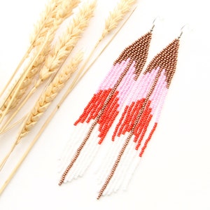 Handmade Seed Bead Chandelier Earrings: Boho Trendy Jewelry