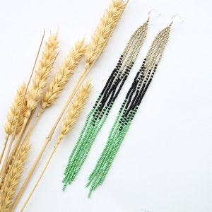 Long bohemian fringe earrings, seed bead chandelier earrings beautiful gift for women made by order special earrings for special women image 1