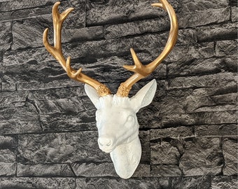 Wall decoration deer head, refined with gold pigment - a special gift