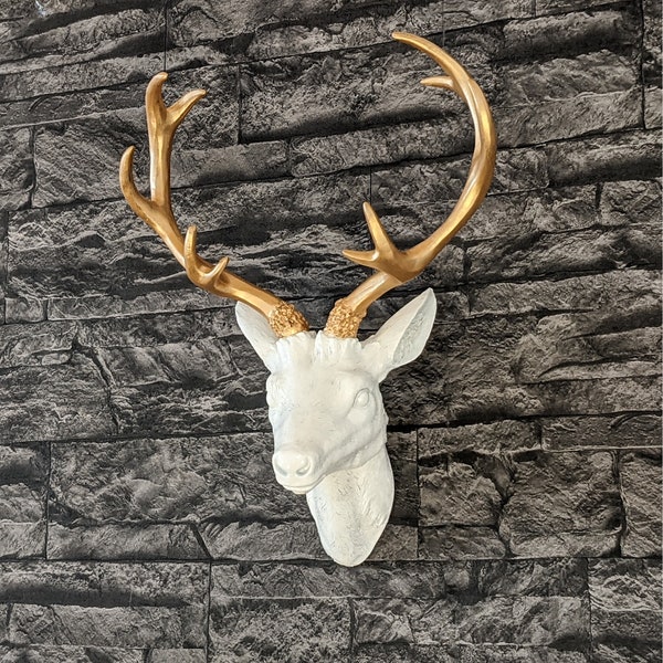 Wall decoration deer head, refined with gold pigment - a special gift