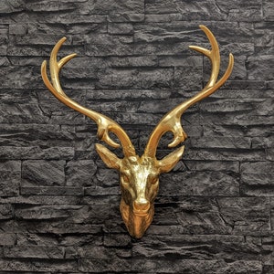 Deer head wall decoration, gold plated