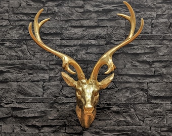 Deer head wall decoration, gilded