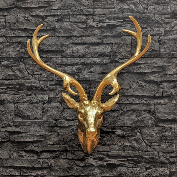 Deer head wall decoration, gold plated