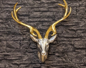 Deer head wall decoration, gilded