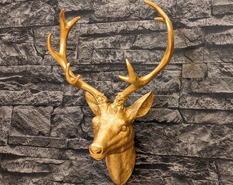 Deer head wall decoration, gold