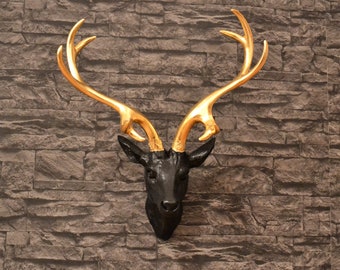Wall decoration deer head, refined with gold pigment - a special gift
