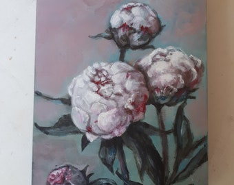 Painting Unique Original Peonies Peony Still Life Flowers Romance