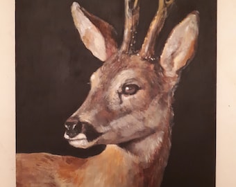 Fairytale-like beautiful roe deer Art Painting Unique on wood