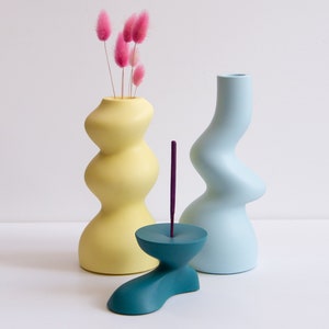 SET of 3 | Bud vase + candle holder + incense burner