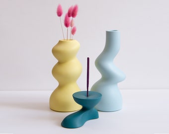 SET of 3 | Bud vase + candle holder + incense burner