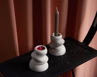 Sculptural tealight + candle holder