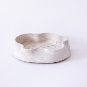 Set of 2 White marble finish accessory tray sculptural vase image 8