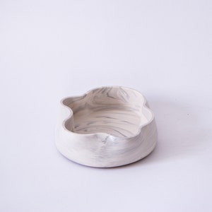 Set of 2 White marble finish accessory tray sculptural vase image 7