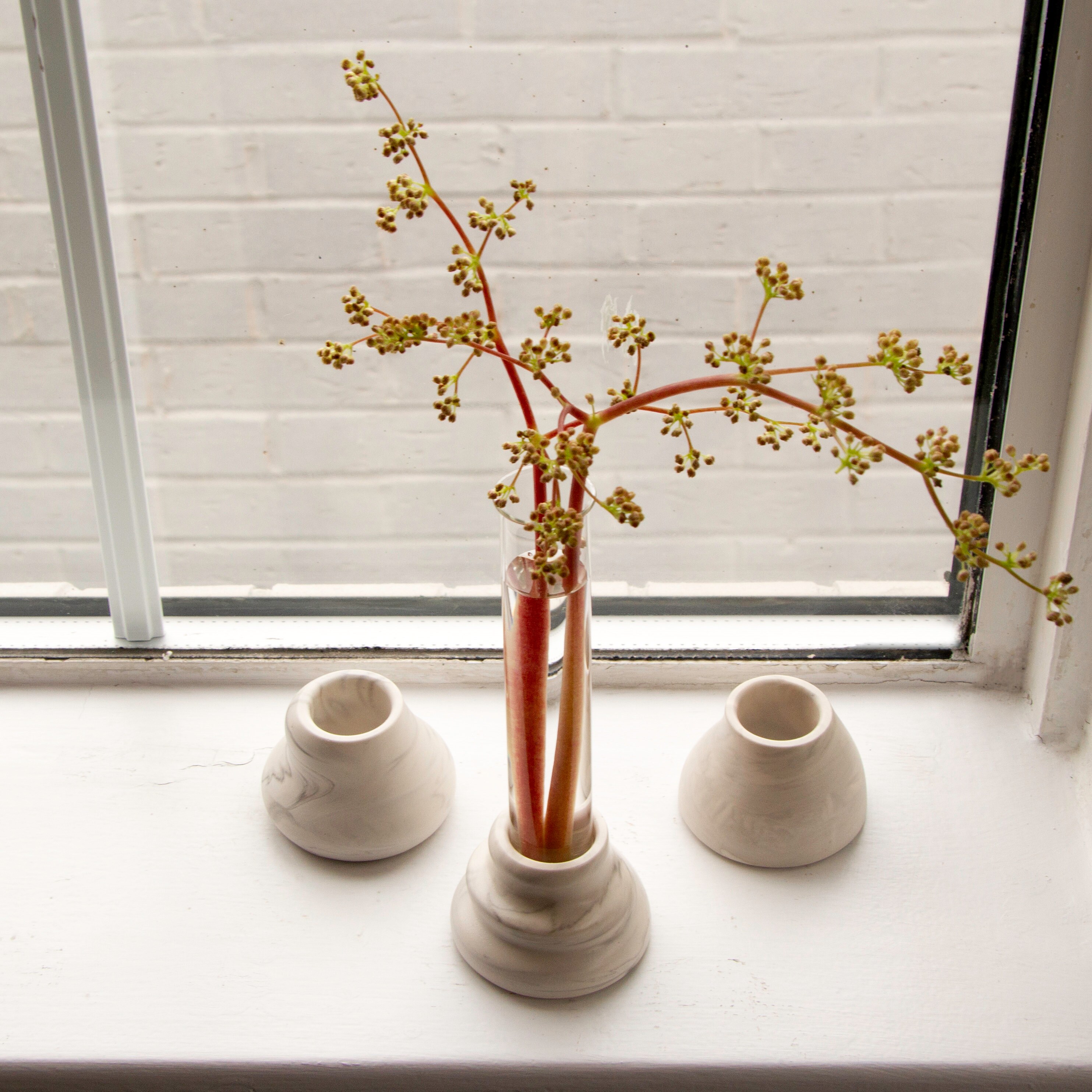 Marble Finish Plants Propagator / Mini Vase From Gravity Collection by