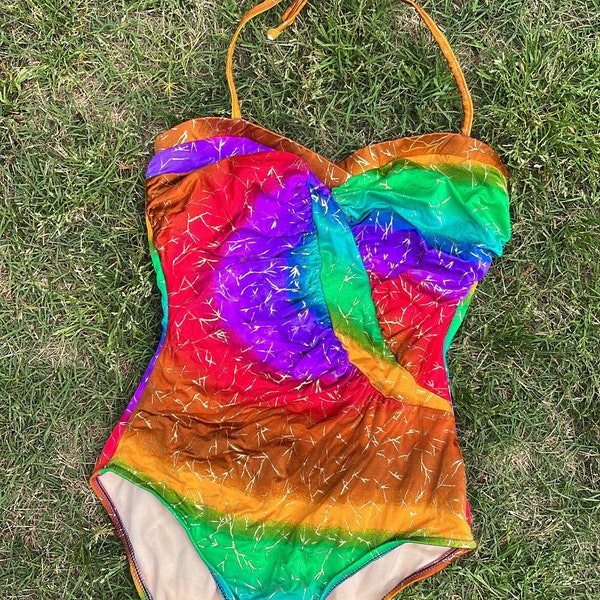 VTG 80s Carol Wíor Rainbow Swimsuit