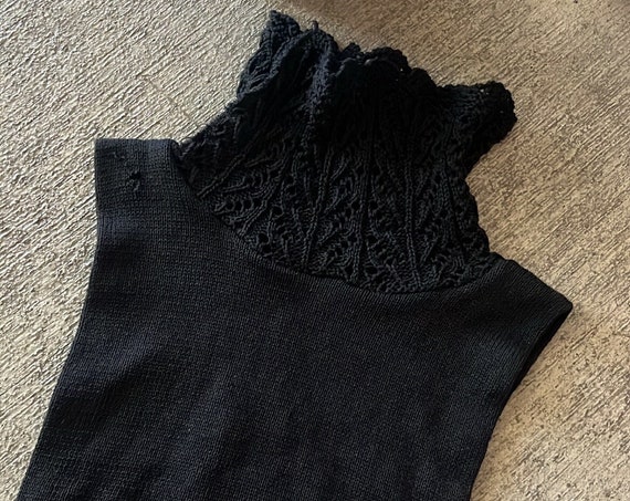 VTG 80s Black Knit Turtleneck Dickie Faux Turtleneck