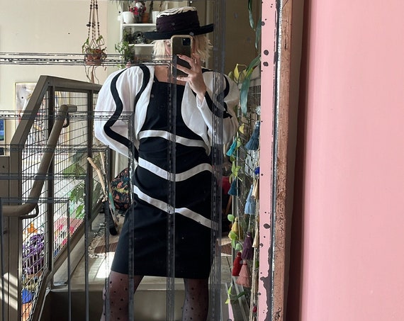VTG 80s Elité Collection Black and White Dress Set