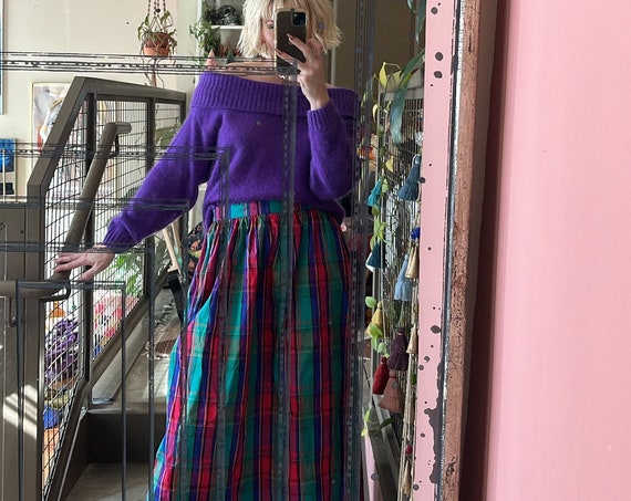 VTG 80s Susan Bristol Plaid Midi Skirt