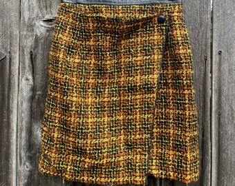 Harris Tweed Short Mini Skirt Mustard Yellow and Baby Blue Tartan With or Without Belt Loops Custom Length Hazel Heron Etsy UK