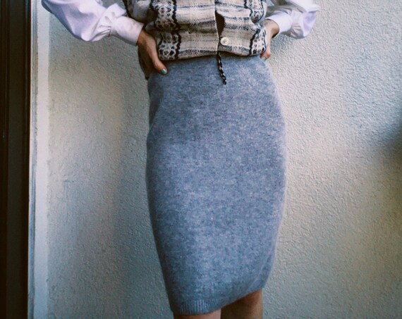 Vintage 90s | Lambswool/Angora Grey Skirt