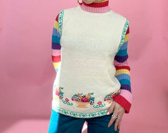 VTG 80s Skyr Sportswear Fruit Basket Sweater Vest