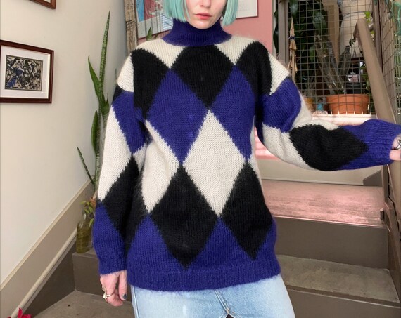 Vintage Harlequin Mohair Blend Sweater