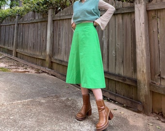 VTG 70s Bright Green A Line Skirt